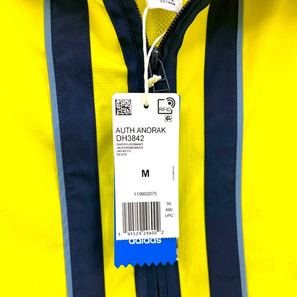ADIDAS ORIGINAL WINDBREAKER, ANORAK HOODIE,YELLOW & BLUE,MEDIUM,100% POLYESTER - Picture 10 of 16